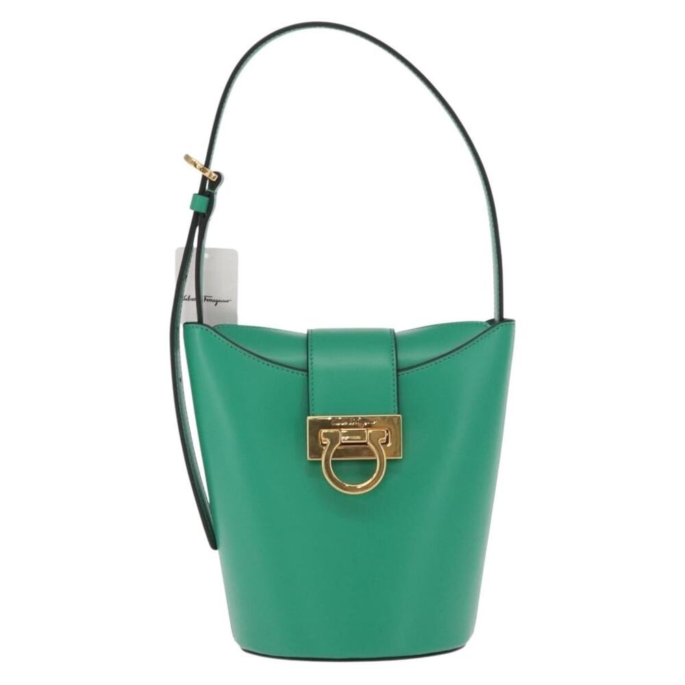 Salvatore Ferragamo Leather Gancini Trifolio Handbag Green